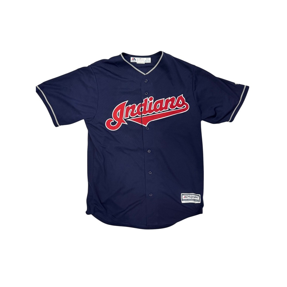 Majestic Francisco Lindor Cleveland Indians MLB Cool Base Jersey Mens M Navy
